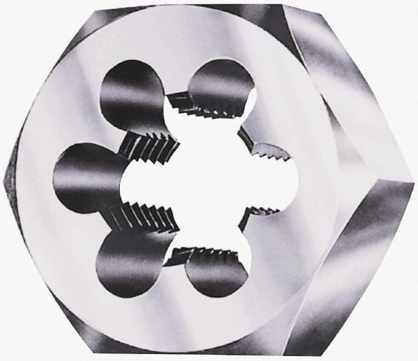 Interstate - M26x3.00 Metric Special Thread, 2" Hex, Right Hand Thread, Hex Rethreading Die - Carbon Steel, 1" Thick - Exact Tooling