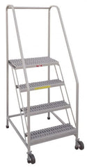 PW Platforms - 4 Step, 70 Inch Overall Height, Grip Strut Tread, Tilt and Roll Safety Ladder - 350 Lb. Load Capacity, 40 Inch Platform Height, 28 Inch Base Width x 37 Inch Base Depth - Exact Tooling