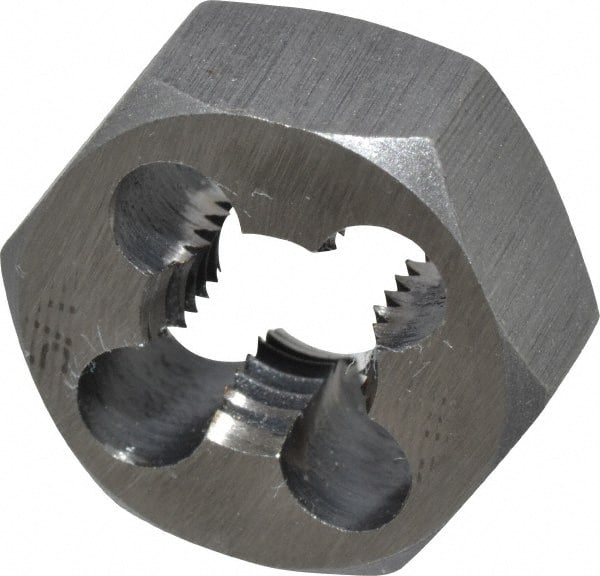Interstate - 5/16-24 UNF Thread, 11/16" Hex, Right Hand Thread, Hex Rethreading Die - High Speed Steel, 5/16" Thick - Exact Tooling