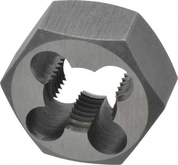 Interstate - 3/8-24 UNF Thread, 25/32" Hex, Right Hand Thread, Hex Rethreading Die - High Speed Steel, 3/8" Thick - Exact Tooling