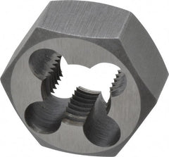 Interstate - 3/8-24 UNF Thread, 25/32" Hex, Right Hand Thread, Hex Rethreading Die - High Speed Steel, 3/8" Thick - Exact Tooling