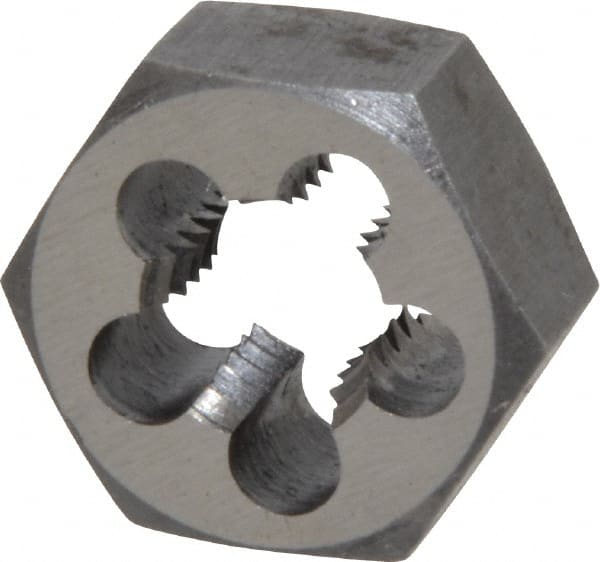 Interstate - 7/16-14 UNC Thread, 7/8" Hex, Right Hand Thread, Hex Rethreading Die - High Speed Steel, 7/16" Thick - Exact Tooling