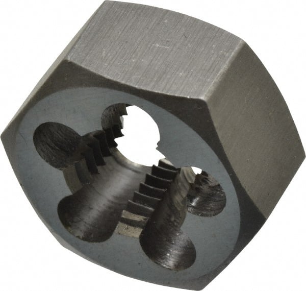 Interstate - 7/16-20 UNF Thread, 7/8" Hex, Right Hand Thread, Hex Rethreading Die - High Speed Steel, 7/16" Thick - Exact Tooling