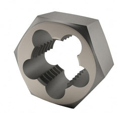 Interstate - 1/2-13 UNC Thread, 1-1/16" Hex, Right Hand Thread, Hex Rethreading Die - High Speed Steel, 1/2" Thick - Exact Tooling