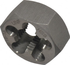 Interstate - 9/16-18 UNF Thread, 1-1/16" Hex, Right Hand Thread, Hex Rethreading Die - High Speed Steel, 1/2" Thick - Exact Tooling