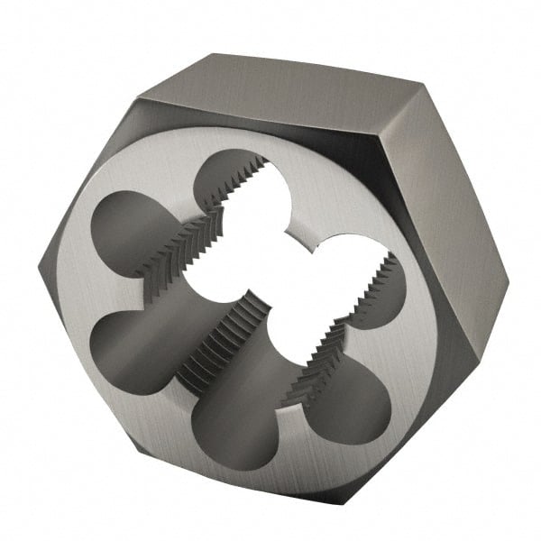 Interstate - 3/4-10 UNC Thread, 1-7/16" Hex, Right Hand Thread, Hex Rethreading Die - High Speed Steel, 3/4" Thick - Exact Tooling