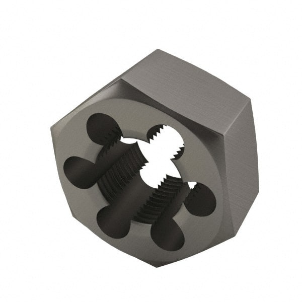 Interstate - 1-8 UNC Thread, 1-13/16" Hex, Right Hand Thread, Hex Rethreading Die - High Speed Steel, 1" Thick - Exact Tooling