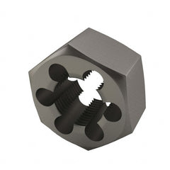 Interstate - 1-8 UNC Thread, 1-13/16" Hex, Right Hand Thread, Hex Rethreading Die - High Speed Steel, 1" Thick - Exact Tooling