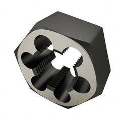 Interstate - 1-14 UNS Thread, 1-13/16" Hex, Right Hand Thread, Hex Rethreading Die - High Speed Steel, 1" Thick - Exact Tooling