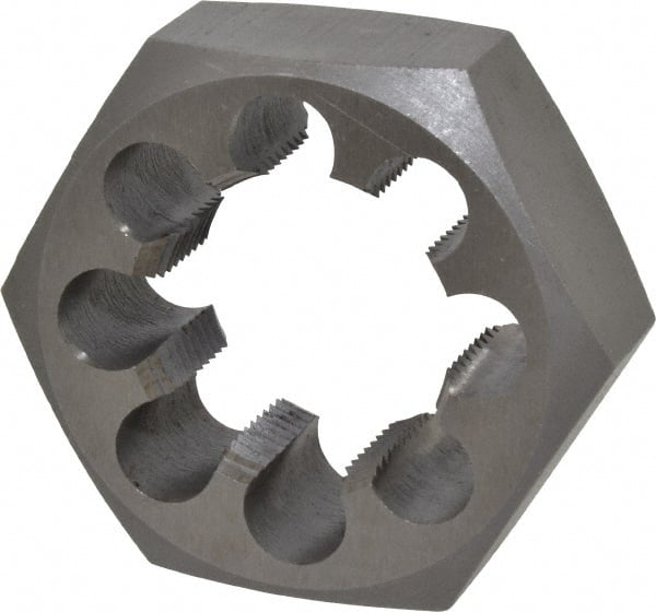 Interstate - 1-1/2 - 12 UNF Thread, 2-9/16" Hex, Right Hand Thread, Hex Rethreading Die - High Speed Steel, 1" Thick - Exact Tooling