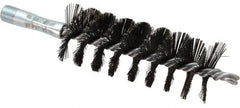 Schaefer Brush - 4-1/2" Brush Length, 1-3/4" Diam, Double Stem, Single Spiral Flue Brush - 7-1/2" Long, Tempered Steel Wire, 1/4" NPSM Male Connection - Exact Tooling