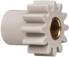 Made in USA - 24 Pitch, 1/2" Pitch Diam, 0.583" OD, 12 Tooth Spur Gear - 1/4" Face Width, 3/16" Bore Diam, 3/8" Hub Diam, 20° Pressure Angle, Acetal - Exact Tooling