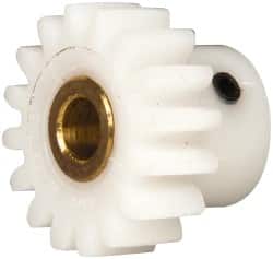 Made in USA - 24 Pitch, 0.667" Pitch Diam, 3/4" OD, 16 Tooth Spur Gear - 1/4" Face Width, 3/16" Bore Diam, 31/64" Hub Diam, 20° Pressure Angle, Acetal - Exact Tooling