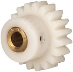 Made in USA - 24 Pitch, 0.791" Pitch Diam, 7/8" OD, 19 Tooth Spur Gear - 1/4" Face Width, 3/16" Bore Diam, 35/64" Hub Diam, 20° Pressure Angle, Acetal - Exact Tooling