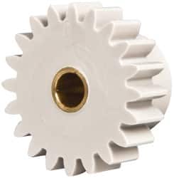 Made in USA - 24 Pitch, 0.833" Pitch Diam, 0.917" OD, 20 Tooth Spur Gear - 1/4" Face Width, 3/16" Bore Diam, 35/64" Hub Diam, 20° Pressure Angle, Acetal - Exact Tooling