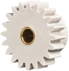Made in USA - 24 Pitch, 0.833" Pitch Diam, 0.917" OD, 20 Tooth Spur Gear - 1/4" Face Width, 3/16" Bore Diam, 35/64" Hub Diam, 20° Pressure Angle, Acetal - Exact Tooling