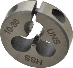 Interstate - #10-36 UNS Thread, 13/16" Outside Diam High Speed Steel Round Die - Right Hand Thread, Adjustable - Exact Tooling