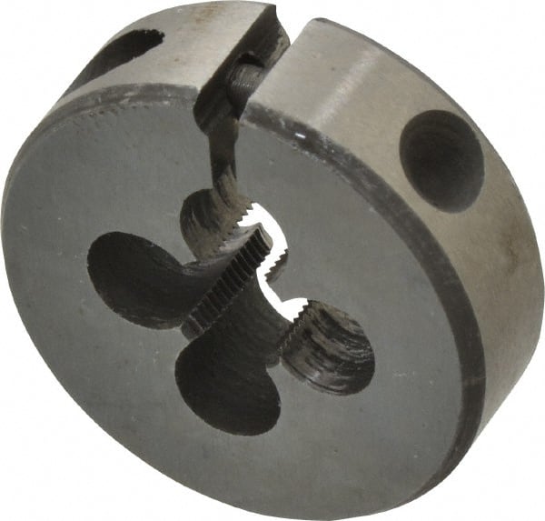 Interstate - #10-64 UNS Thread, 13/16" Outside Diam High Speed Steel Round Die - Right Hand Thread, Adjustable - Exact Tooling