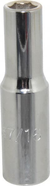 Proto - 7/16", 1/2" Drive, Deep Hand Socket - 6 Points, 3-1/4" OAL, Chrome Finish - Exact Tooling