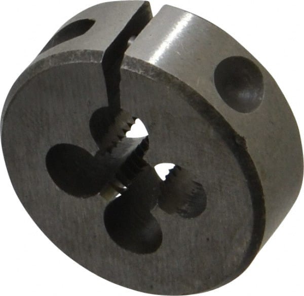 Interstate - 1/4-27 UNS Thread, 1" Outside Diam High Speed Steel Round Die - Right Hand Thread, Adjustable - Exact Tooling