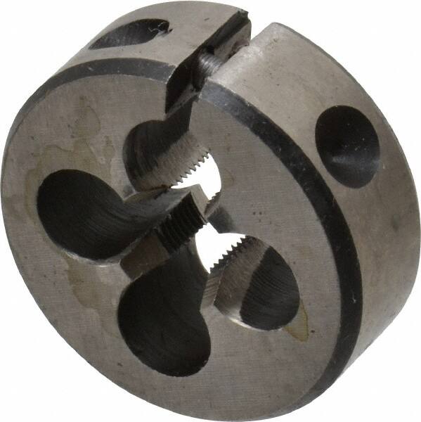 Interstate - 1/4-48 UNS Thread, 1" Outside Diam High Speed Steel Round Die - Right Hand Thread, Adjustable - Exact Tooling
