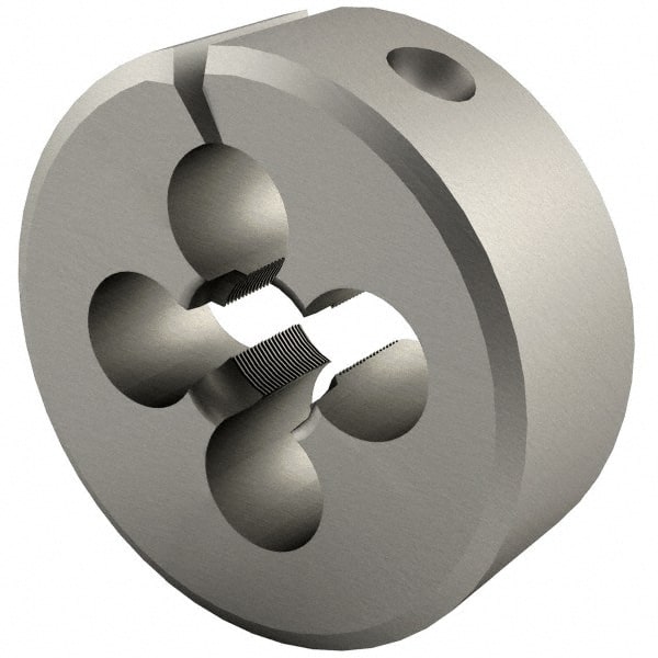 Interstate - 1/4-56 UNS Thread, 1" Outside Diam High Speed Steel Round Die - Right Hand Thread, Adjustable - Exact Tooling