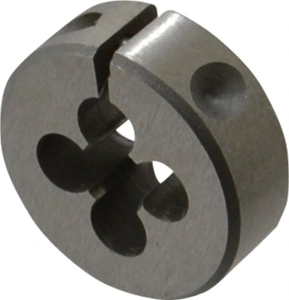 Interstate - 1/4-80 UNS Thread, 1" Outside Diam High Speed Steel Round Die - Right Hand Thread, Adjustable - Exact Tooling