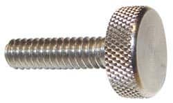 Morton Machine Works - M4x0.70 Knurled Shoulderless Grade 303 Stainless Steel Thumb Screw - 19mm OAL, 9.5mm Head Diam x 5mm Head Height - Exact Tooling