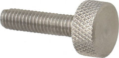 Morton Machine Works - M4x0.70 Knurled Shoulderless Grade 303 Stainless Steel Thumb Screw - 21mm OAL, 9.5mm Head Diam x 5mm Head Height - Exact Tooling