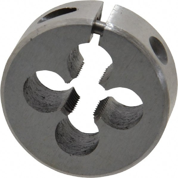 Interstate - 9/32-32 UNS Thread, 1" Outside Diam High Speed Steel Round Die - Right Hand Thread, Adjustable - Exact Tooling