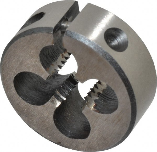 Interstate - 5/16-20 UNS Thread, 1" Outside Diam High Speed Steel Round Die - Right Hand Thread, Adjustable - Exact Tooling