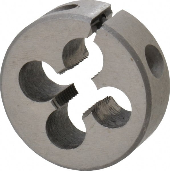 Interstate - 5/16-32 UNEF Thread, 1" Outside Diam High Speed Steel Round Die - Right Hand Thread, Adjustable - Exact Tooling