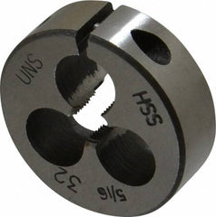 Interstate - 5/16-32 UNEF Thread, 1-1/2" Outside Diam High Speed Steel Round Die - Right Hand Thread, Adjustable - Exact Tooling