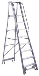 Louisville - 96" 8 Step Ladder - Rolling Platform Ladder, 300 Lb Capacity, 8" Platform Height, 30-1/4" Base Width x 65-3/4" Base Depth - Exact Tooling