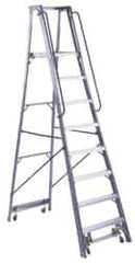 Louisville - 96" 8 Step Ladder - Rolling Platform Ladder, 300 Lb Capacity, 8" Platform Height, 30-1/4" Base Width x 65-3/4" Base Depth - Exact Tooling