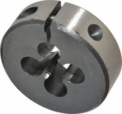 Interstate - 3/8-32 UNEF Thread, 1-1/2" Outside Diam High Speed Steel Round Die - Right Hand Thread, Adjustable - Exact Tooling