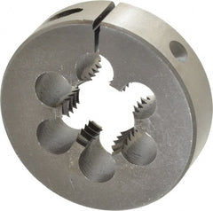 Interstate - 1-8 UNC Thread, 2-1/2" Outside Diam High Speed Steel Round Die - Right Hand Thread, Adjustable - Exact Tooling
