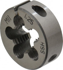Interstate - M11x1.25 Metric Fine Thread, 1" Outside Diam High Speed Steel Round Die - Right Hand Thread, Adjustable - Exact Tooling