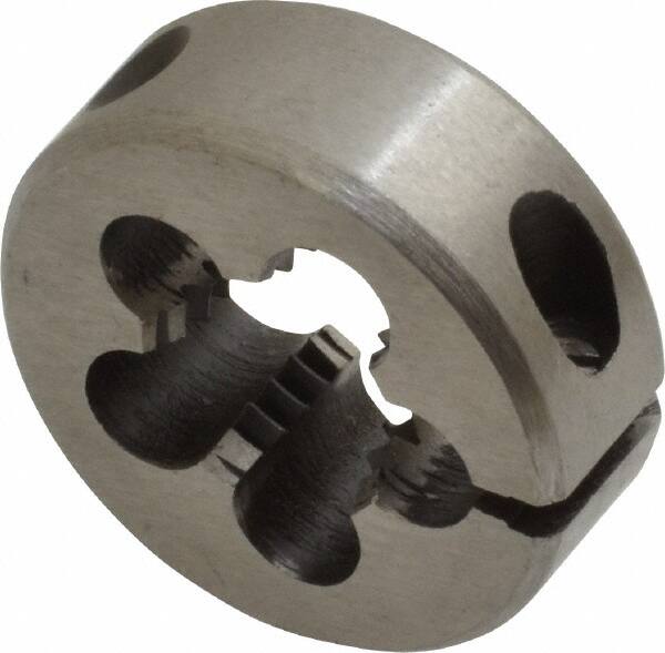 Interstate - 7/16-16 UNS Thread, 1" Outside Diam High Speed Steel Round Die - Right Hand Thread, Adjustable - Exact Tooling