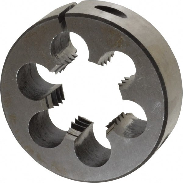 Interstate - M30x3.50 Metric Coarse Thread, 2-1/2" Outside Diam High Speed Steel Round Die - Right Hand Thread, Adjustable - Exact Tooling