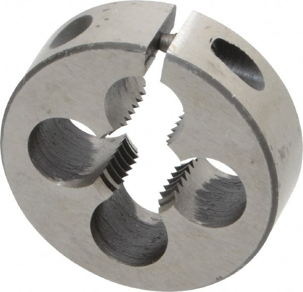 Interstate - 1/2-16 UNS Thread, 1-1/2" Outside Diam High Speed Steel Round Die - Right Hand Thread, Adjustable - Exact Tooling