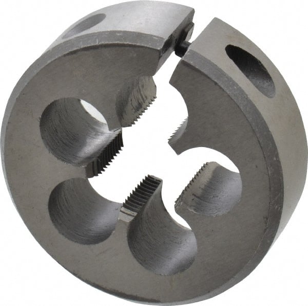 Interstate - 1/2-28 UNEF Thread, 1-1/2" Outside Diam High Speed Steel Round Die - Right Hand Thread, Adjustable - Exact Tooling
