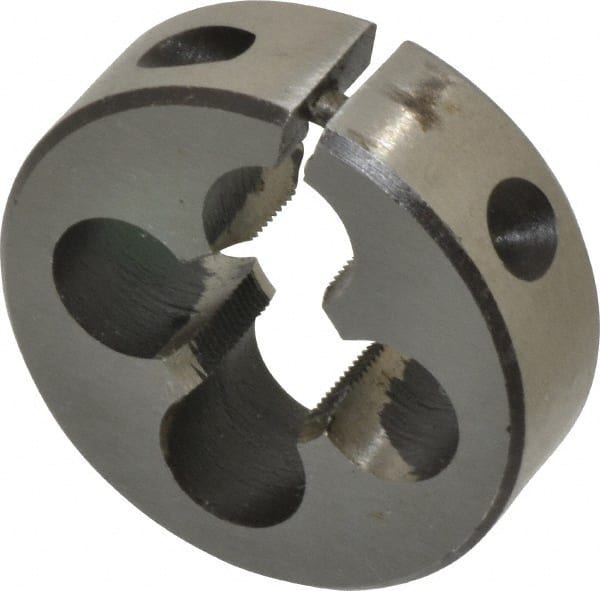 Interstate - 1/2-40 UNS Thread, 1-1/2" Outside Diam High Speed Steel Round Die - Right Hand Thread, Adjustable - Exact Tooling