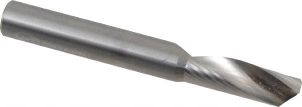 Onsrud - 3/8" Cutting Diam x 1-1/8" Length of Cut, 1 Flute, Upcut Spiral Router Bit - Uncoated, Right Hand Cut, Solid Carbide, 3" OAL x 3/8" Shank Diam, Single Edge, 22° Helix Angle - Exact Tooling