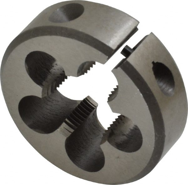 Interstate - 5/8-24 UNEF Thread, 1-1/2" Outside Diam High Speed Steel Round Die - Right Hand Thread, Adjustable - Exact Tooling