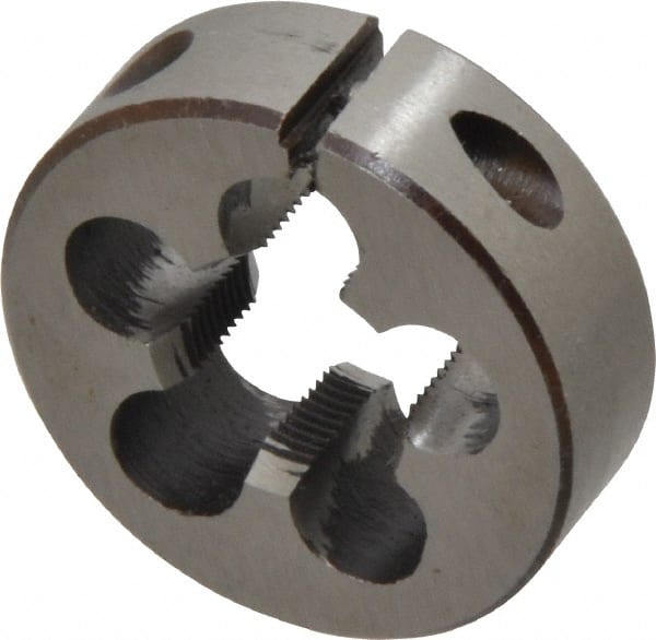 Interstate - 5/8-28 UNS Thread, 1-1/2" Outside Diam High Speed Steel Round Die - Right Hand Thread, Adjustable - Exact Tooling