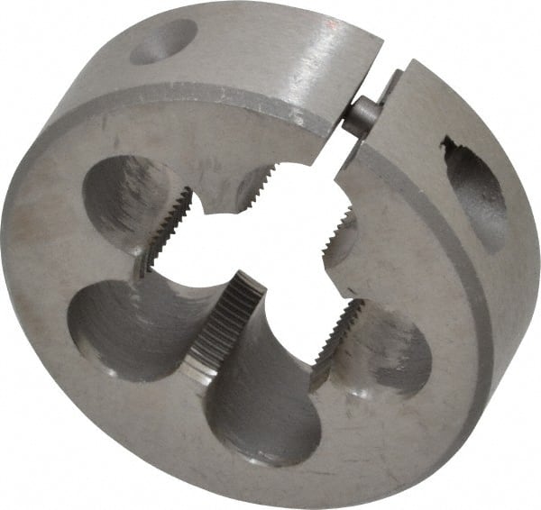 Interstate - 5/8-32 UNS Thread, 1-1/2" Outside Diam High Speed Steel Round Die - Right Hand Thread, Adjustable - Exact Tooling