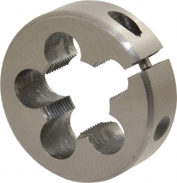 Interstate - 11/16-24 UNEF Thread, 1-1/2" Outside Diam High Speed Steel Round Die - Right Hand Thread, Adjustable - Exact Tooling