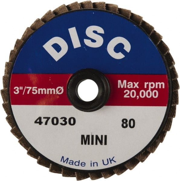 Garryson - 40 Grit, 3" Disc Diam, Type 27 Zirconia Alumina Flap Disc - 20,000 Max RPM, Nylon Backing, Quick Change Type S Attaching System, Coated - Exact Tooling