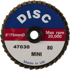 Garryson - 40 Grit, 3" Disc Diam, Type 27 Zirconia Alumina Flap Disc - 20,000 Max RPM, Nylon Backing, Quick Change Type S Attaching System, Coated - Exact Tooling